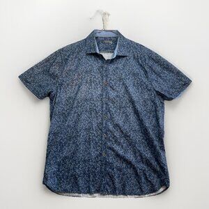 Orvieto Button Up Shirt Blue Men's L Tribal / Primitive Hand-Drawn Animal AOP